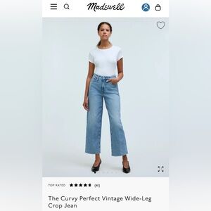 NWT Madewell Curvy Perfect Vintage Wide-leg Crop Jean, size 30